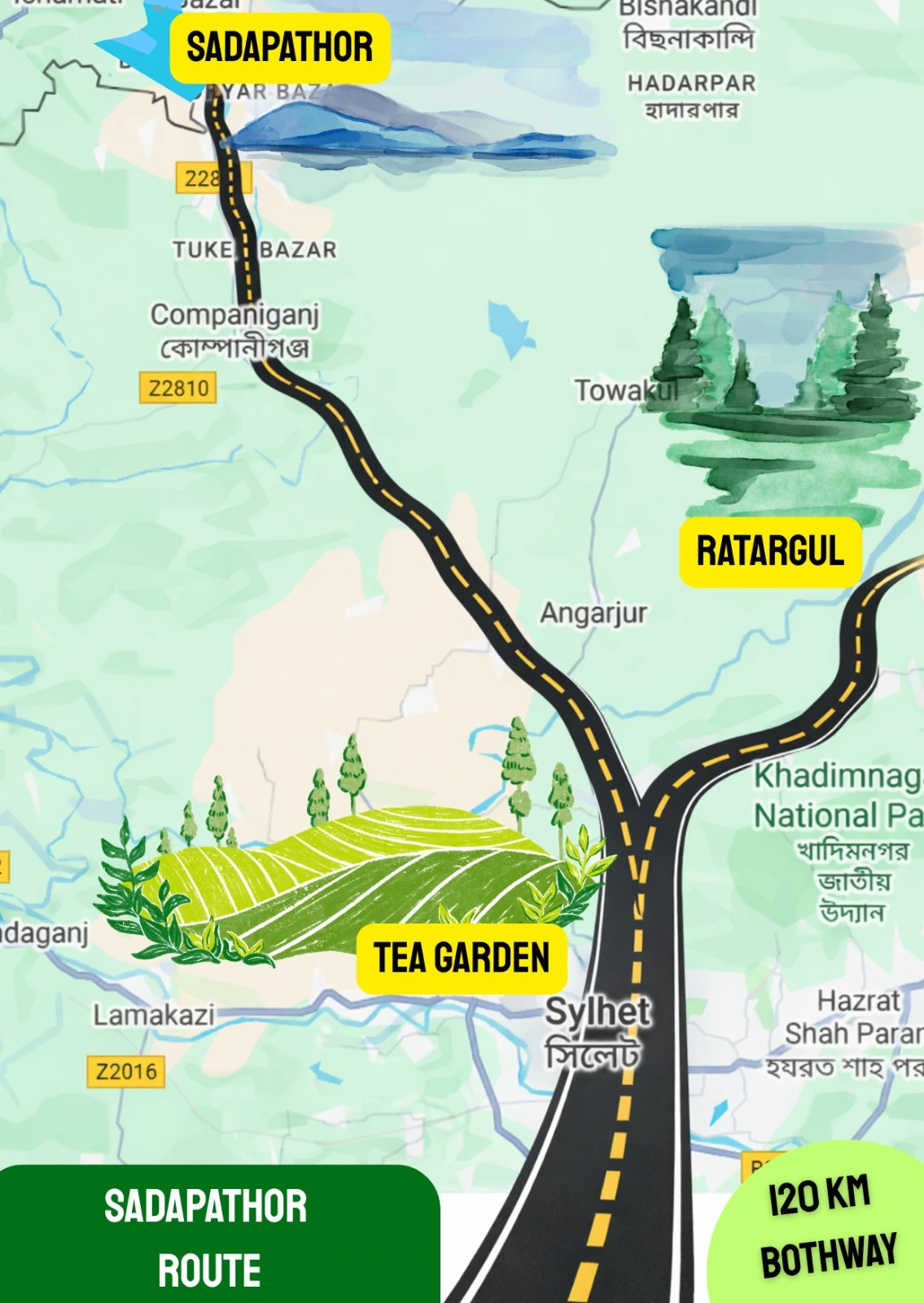 Sadapathor Route Map